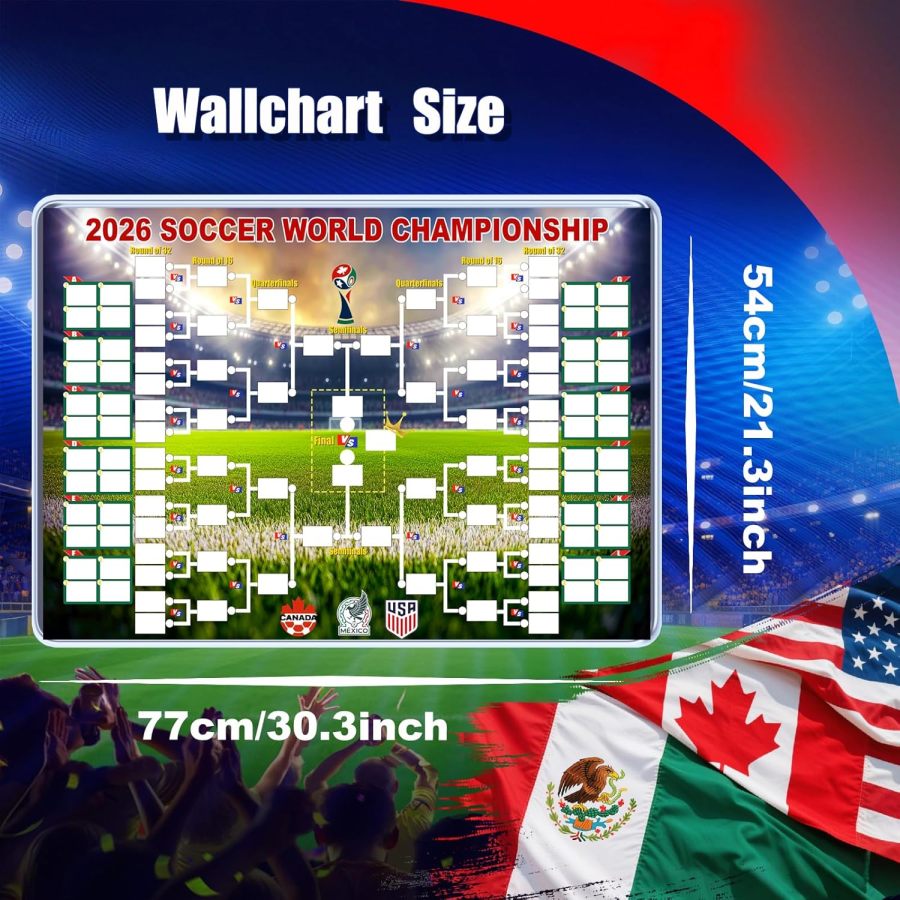 ⚽ Fußball-Weltmeisterschaft 2026 Spielplan-Poster & Kollektion der Finalrunde mit 48 Teams, funktionales 2-in-1-Poster