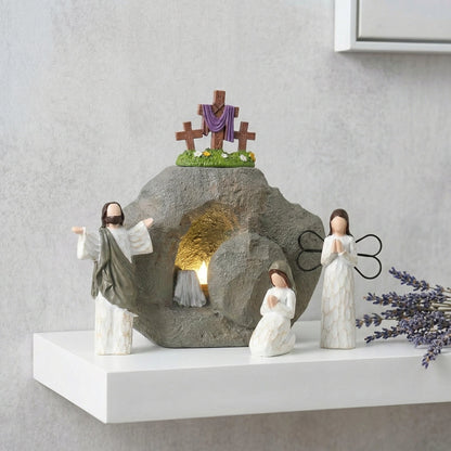 Escena de Pascua del Sepulcro Vacío con Luz de Resurrección