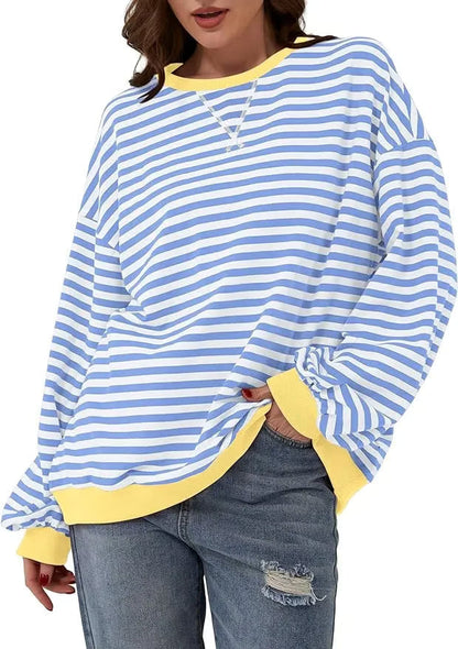 StripeAura – Sudadera de rayas color block para mujer