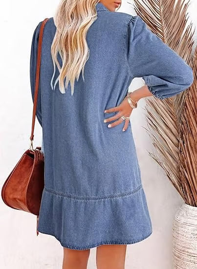 Deniva | Elegantes Jeanskleid mit V-Ausschnitt