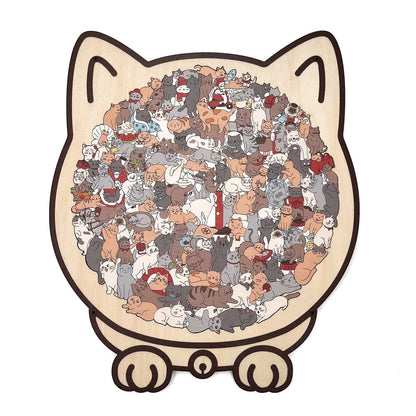 WhiskerCraft – 135-teiliges Katzen-Holzpuzzle