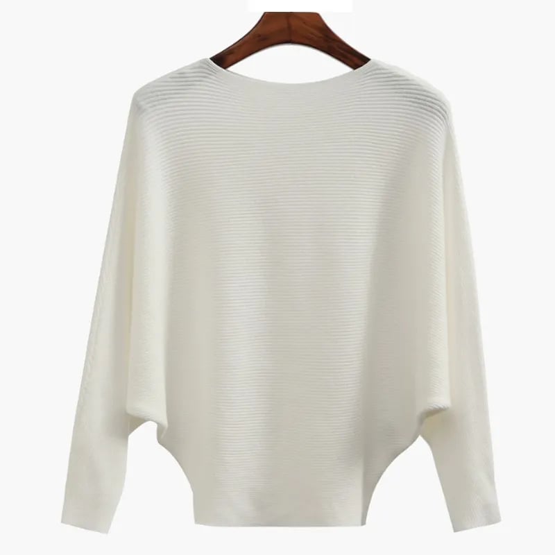 CozyWave – Damen-Strickpullover mit U-Boot-Ausschnitt und Fledermausärmeln