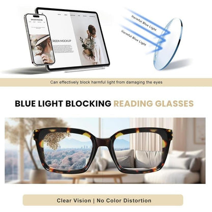 ReadEase – Gafas de lectura extragrandes con filtro de luz azul de carey