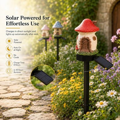 MushLumi – Luz solar con forma de cabaña de hongos de cuento de hadas