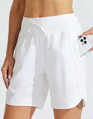 AthletiQ – Pantalones cortos de running de tiro alto para mujer
