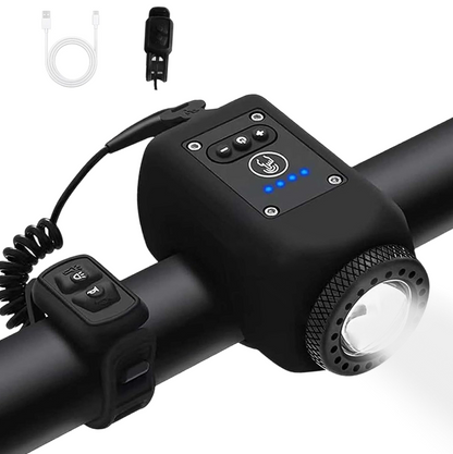 RideSafe – Claxon electrónico para bicicleta con potente foco