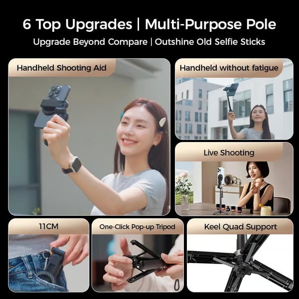 SnapPro – Mini palo selfie magnético multifuncional 4 en 1