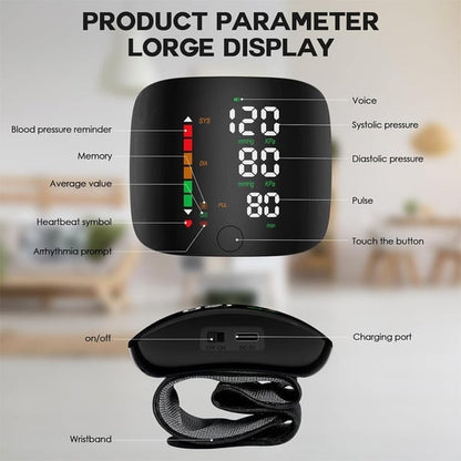 Handgelenk-Blutdruckmessgerät – LED-Display, verstellbar, Gesundheits-Tracking