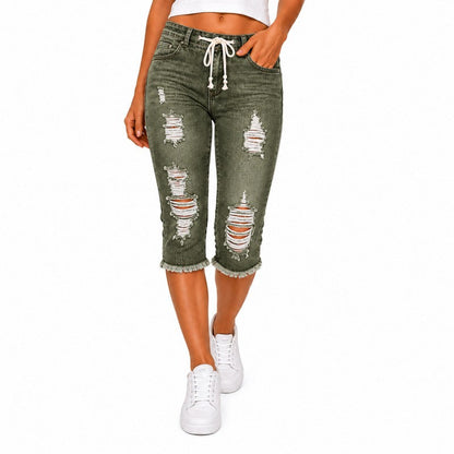 DenimBloom – Jeans vaqueros cortos de tiro alto