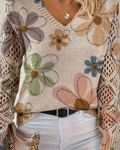LaceWeave | Suéter de punto calado con cuello en V