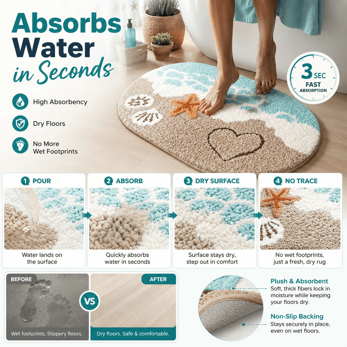 AquaCloud – Sofort trocknende Luxus-Badematte
