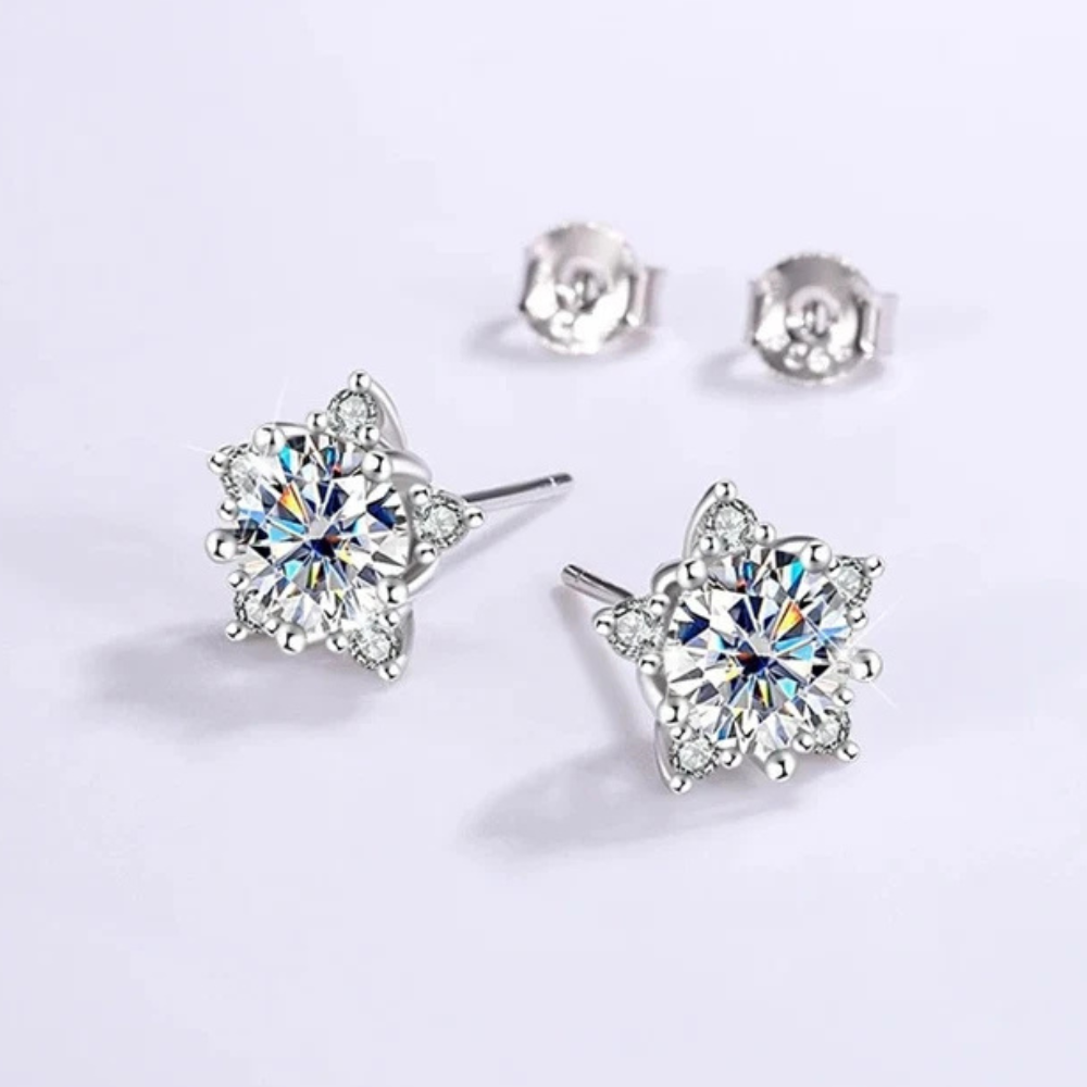 SnowLuxe - Pendientes de moissanita con forma de copo de nieve