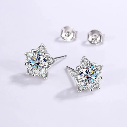 SnowLuxe - Pendientes de moissanita con forma de copo de nieve