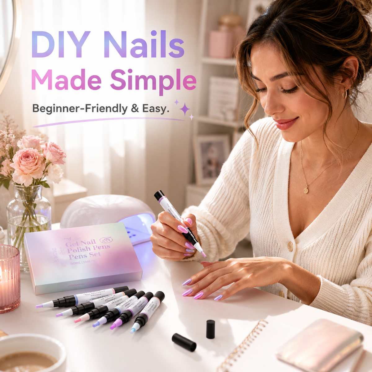 NailGlow Pro - Lápiz de Esmalte en Gel 5 en 1
