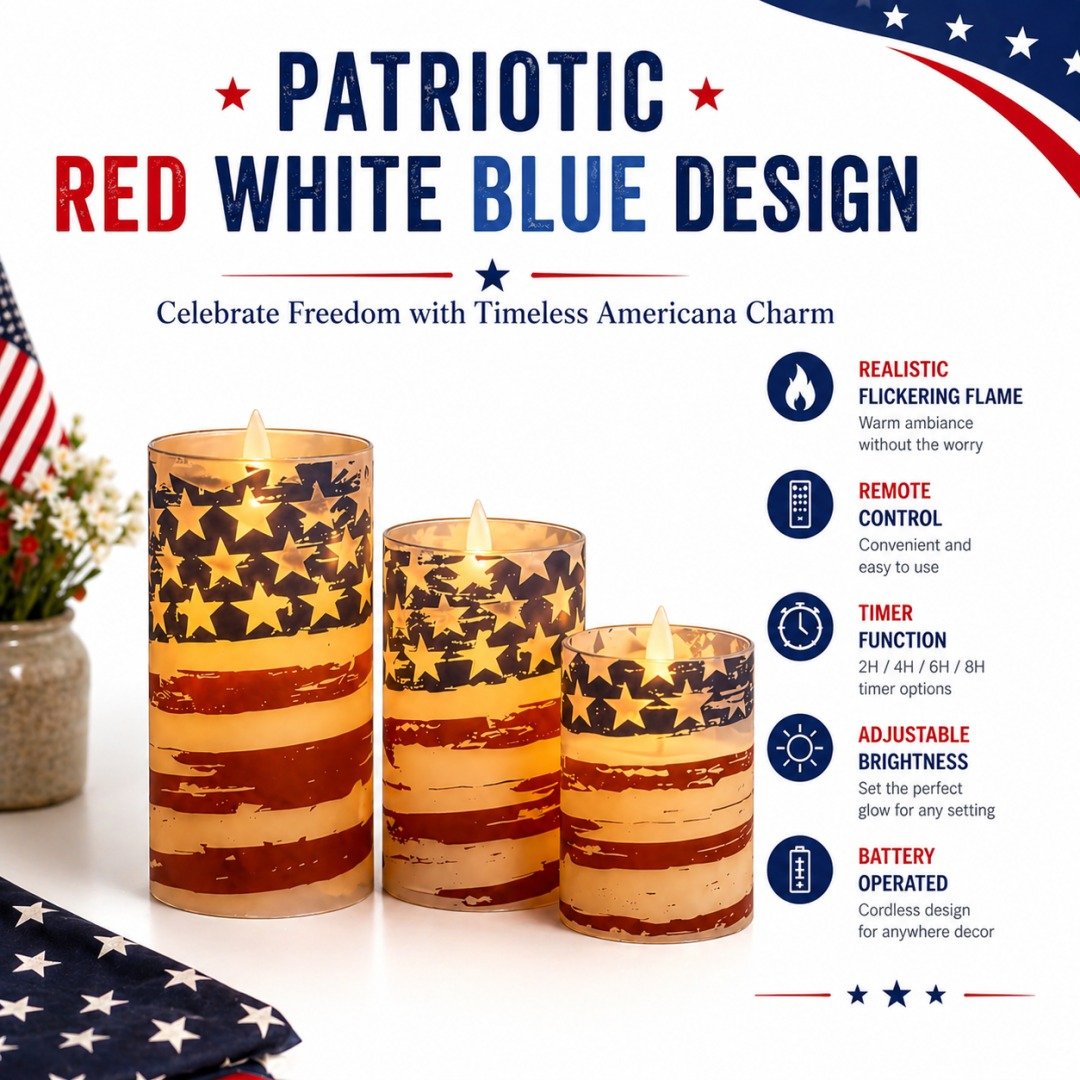 FreedomFlame – Von den USA inspirierte flammenlose Kerzenkollektion
