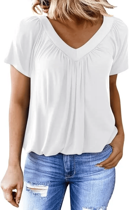 AuraFit | Camiseta casual de cuello en V para mujer clásica