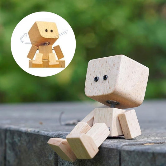 Asentir y Mover: Compañero de Madera Animado