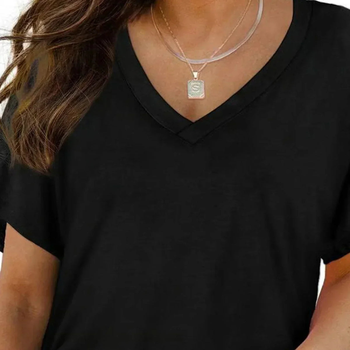 SoftLuxe – Camiseta Cómoda de Algodón con Cuello en V para Mujer