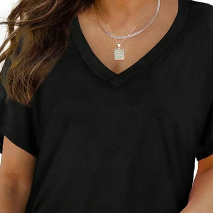 SoftLuxe – Camiseta Cómoda de Algodón con Cuello en V para Mujer