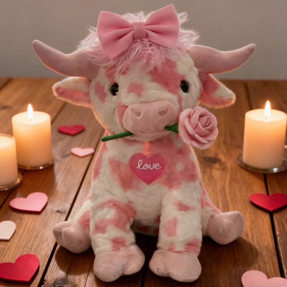 FluffyMoo – Niedliches rosa Plüschkuh-Kuscheltier