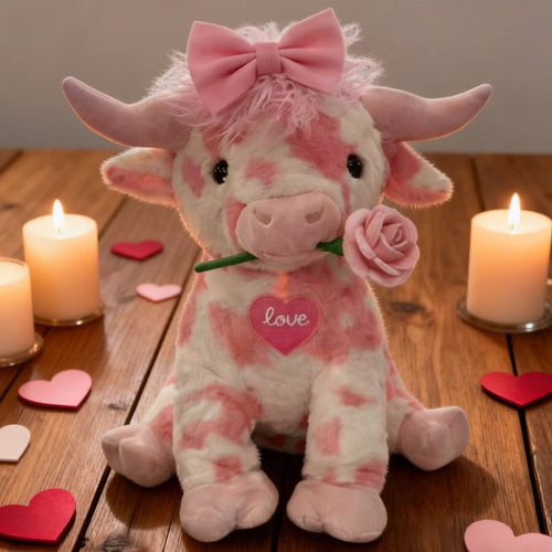 FluffyMoo – Niedliches rosa Plüschkuh-Kuscheltier