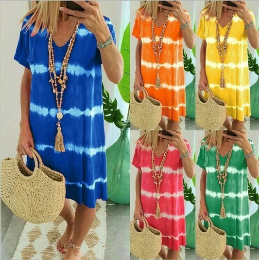ChillAura | Locker geschnittenes Sommerkleid mit Batik-Streifen