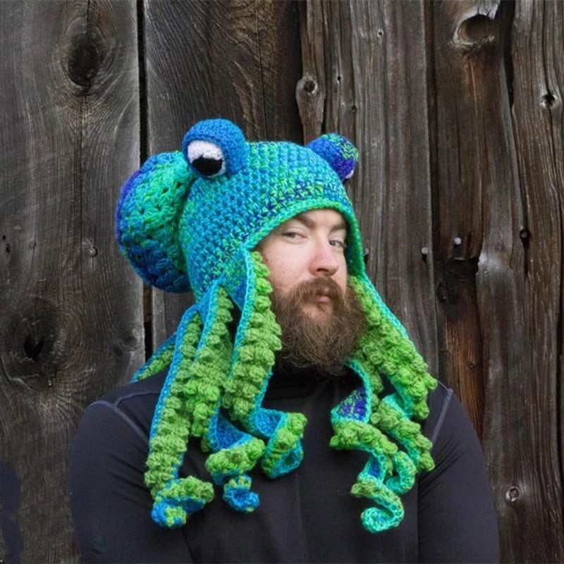 TentacleHue – Gorro de punto de pulpo con bloques de color