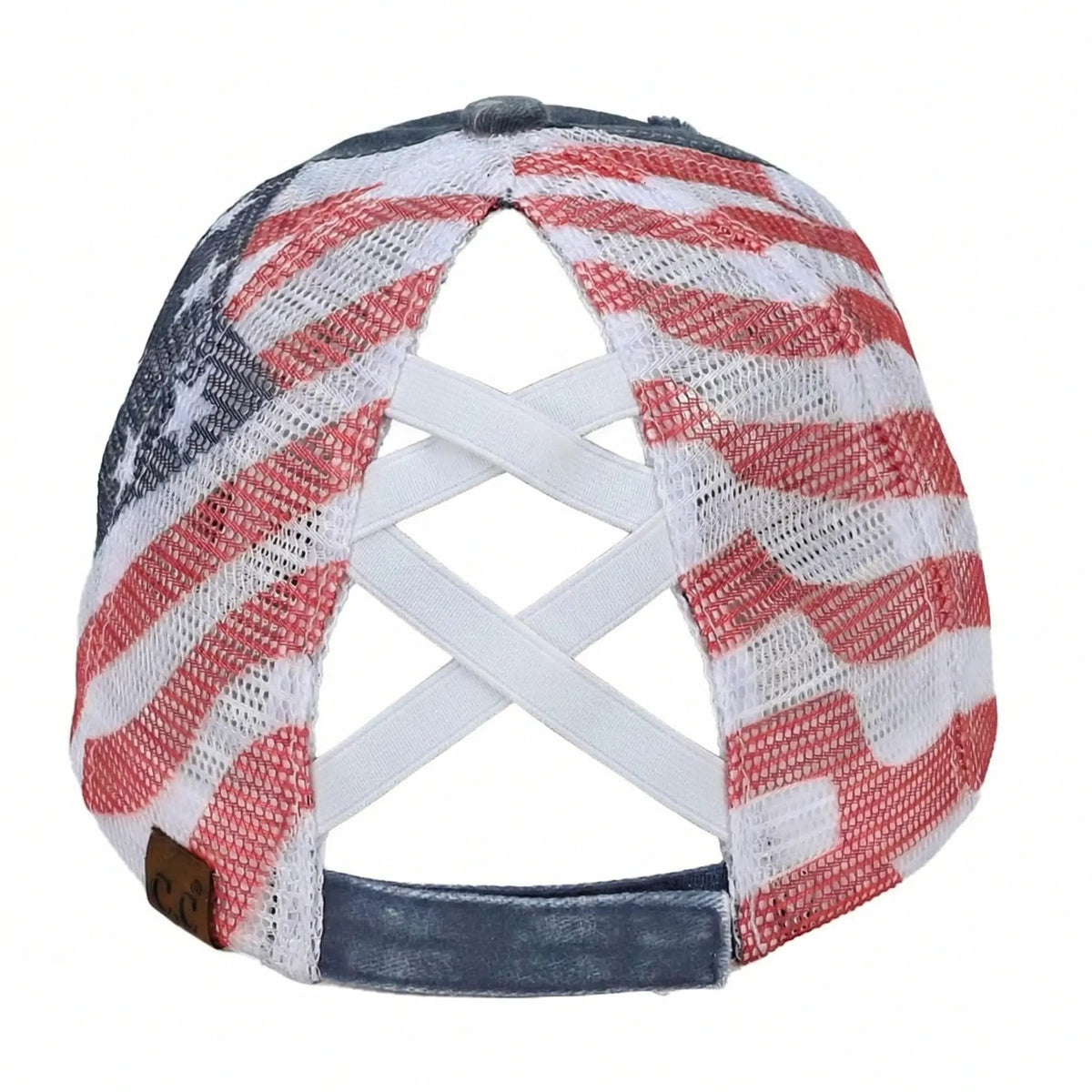 VistaCap – Mehrstufige Criss-Cross-Trucker-Cap mit amerikanischer Flagge