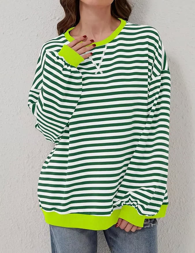 StripeAura – Sudadera de rayas color block para mujer