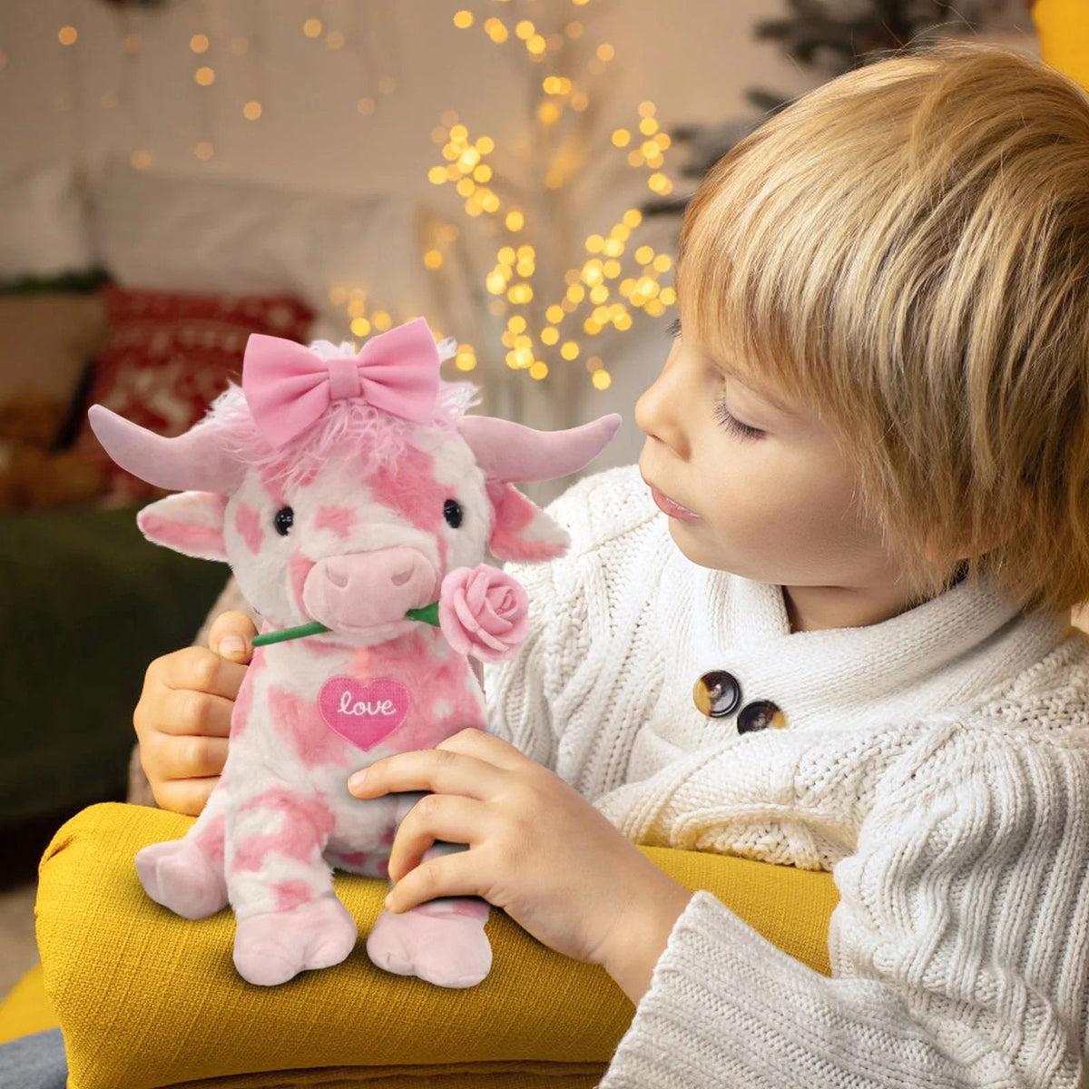 FluffyMoo – Niedliches rosa Plüschkuh-Kuscheltier