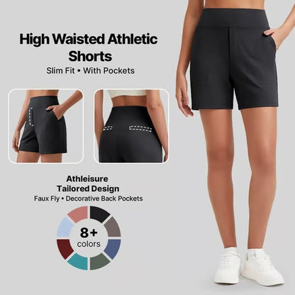 FitAura – Damen-Sportshorts mit hoher Taille