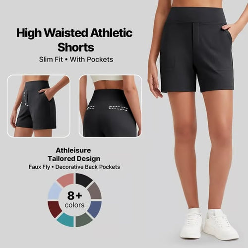 FitAura – Damen-Sportshorts mit hoher Taille