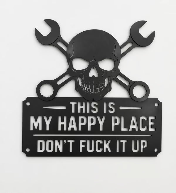 ForgeVibe – „This Is My Happy Place“ Metall-Wandschild