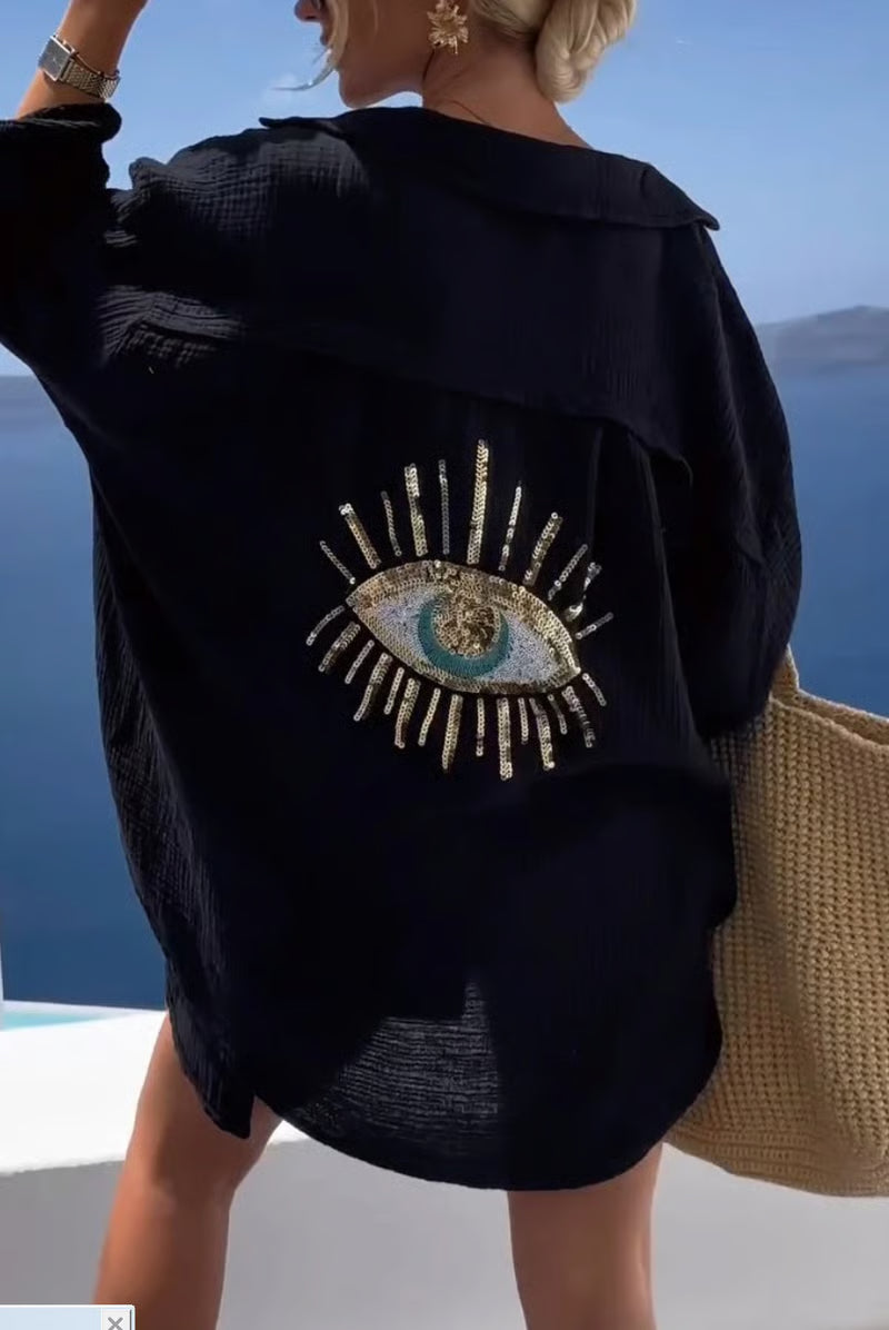 ShineFlow – Elegantes Glitzer-Hemd mit Knöpfen