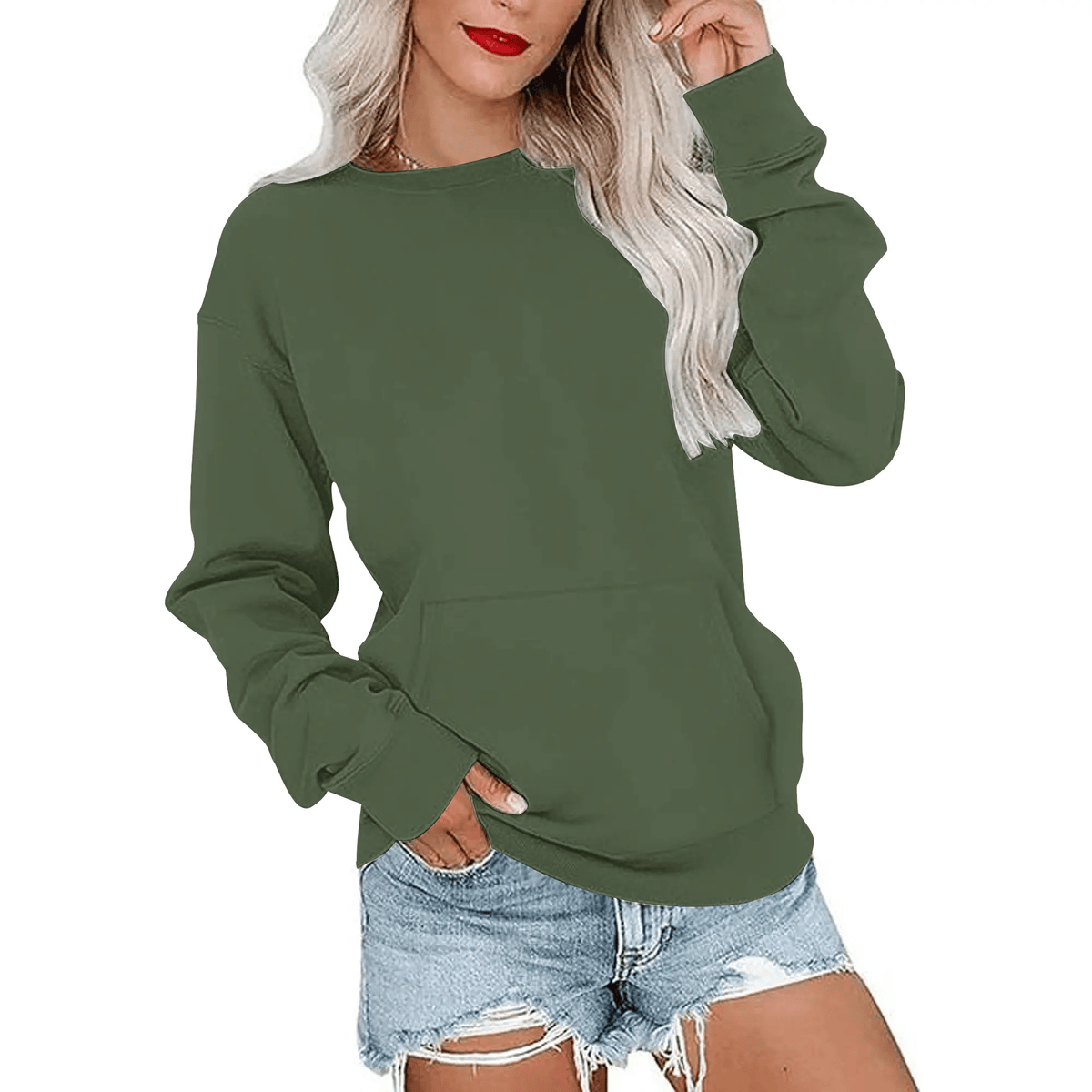 CozyCore – Sudadera sin Capucha Cuello Redondo para Mujer