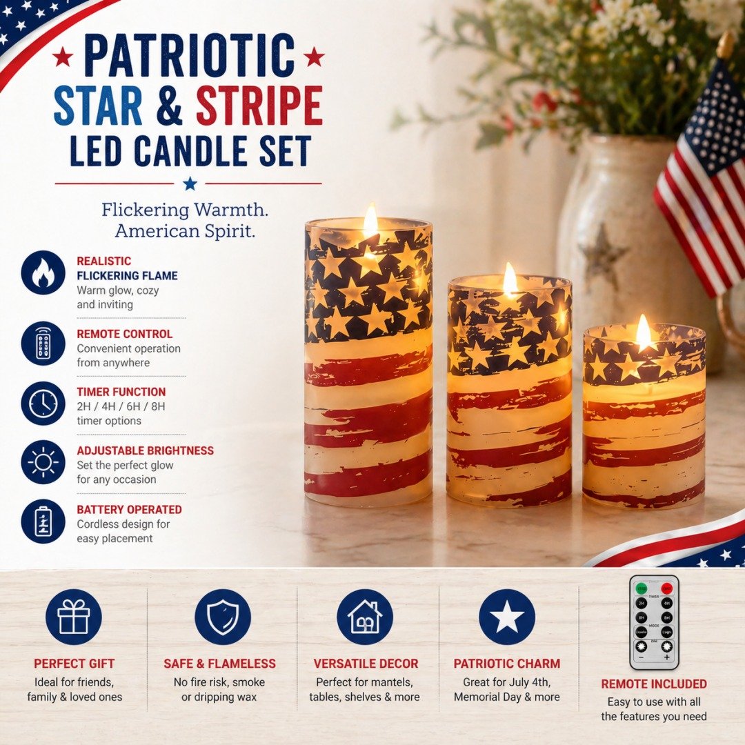 FreedomFlame – Von den USA inspirierte flammenlose Kerzenkollektion