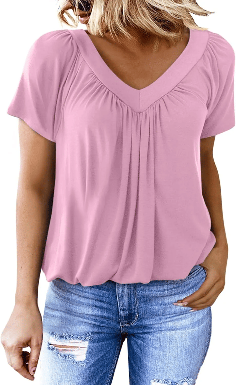 AuraFit | Camiseta casual de cuello en V para mujer clásica