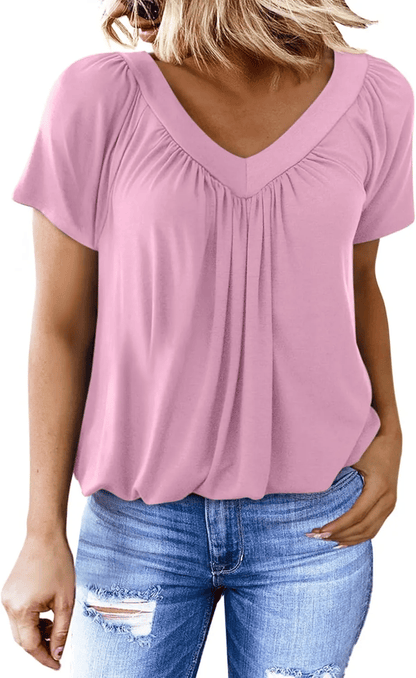 AuraFit | Camiseta casual de cuello en V para mujer clásica
