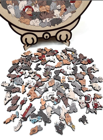 WhiskerCraft – 135-teiliges Katzen-Holzpuzzle