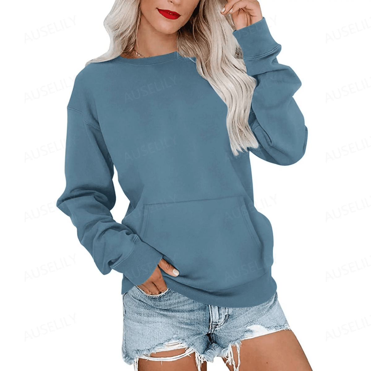 CozyCore – Sudadera sin Capucha Cuello Redondo para Mujer