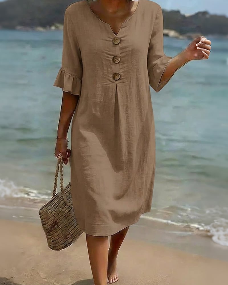 CottonCharm – Vestido con Volantes y Botones en las Mangas