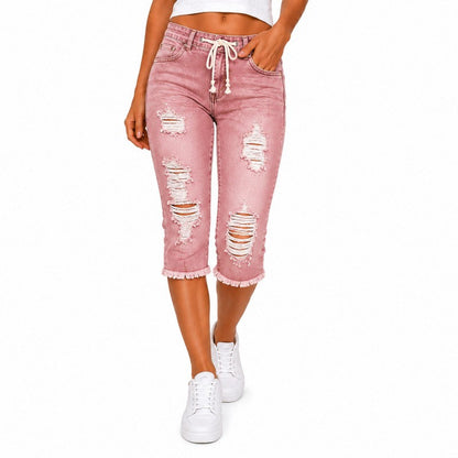 DenimBloom – Jeans vaqueros cortos de tiro alto