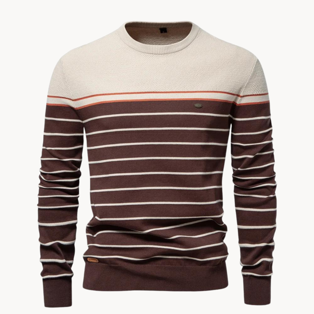 Gestreifter Baumwollpullover im Atlantic-Stil | ALEVITA