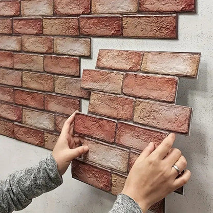 BrickCraft - Papel pintado autoadhesivo 3D con diseño de ladrillo