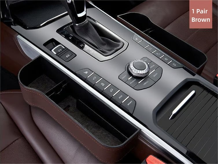 DriveMate – Organizador de Almacenamiento de Cuero Multiparte para Asiento de Coche