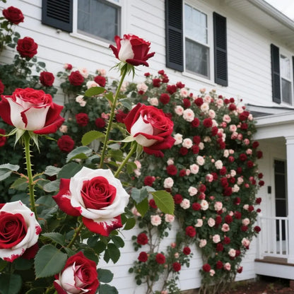 RoseLuxe – Semillas de Rosas Raras Bicolores Rojas y Blancas