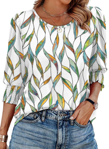StyleBreeze – Blusa elegante de corte relajado con manga 3/4
