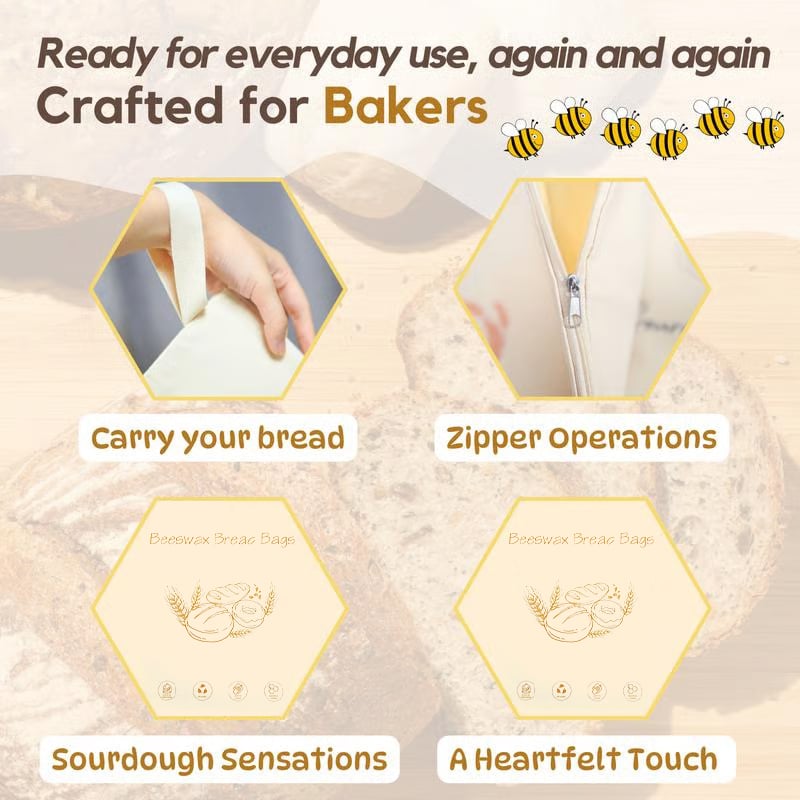 FreshHive – Bienenwachs-Baumwollbeutel zur Brotfrischhaltung