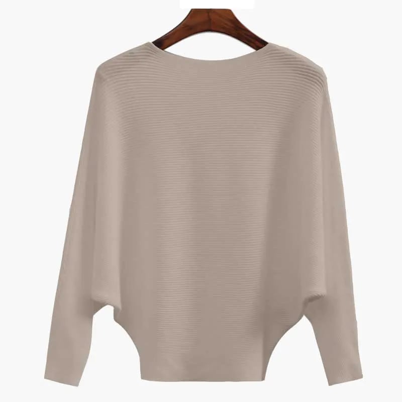 CozyWave – Damen-Strickpullover mit U-Boot-Ausschnitt und Fledermausärmeln