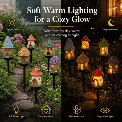 MushLumi – Luz solar con forma de cabaña de hongos de cuento de hadas